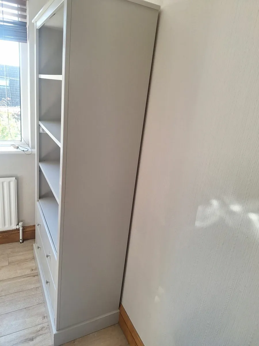 Light Grey Bookcase with2  Drawers - Image 2