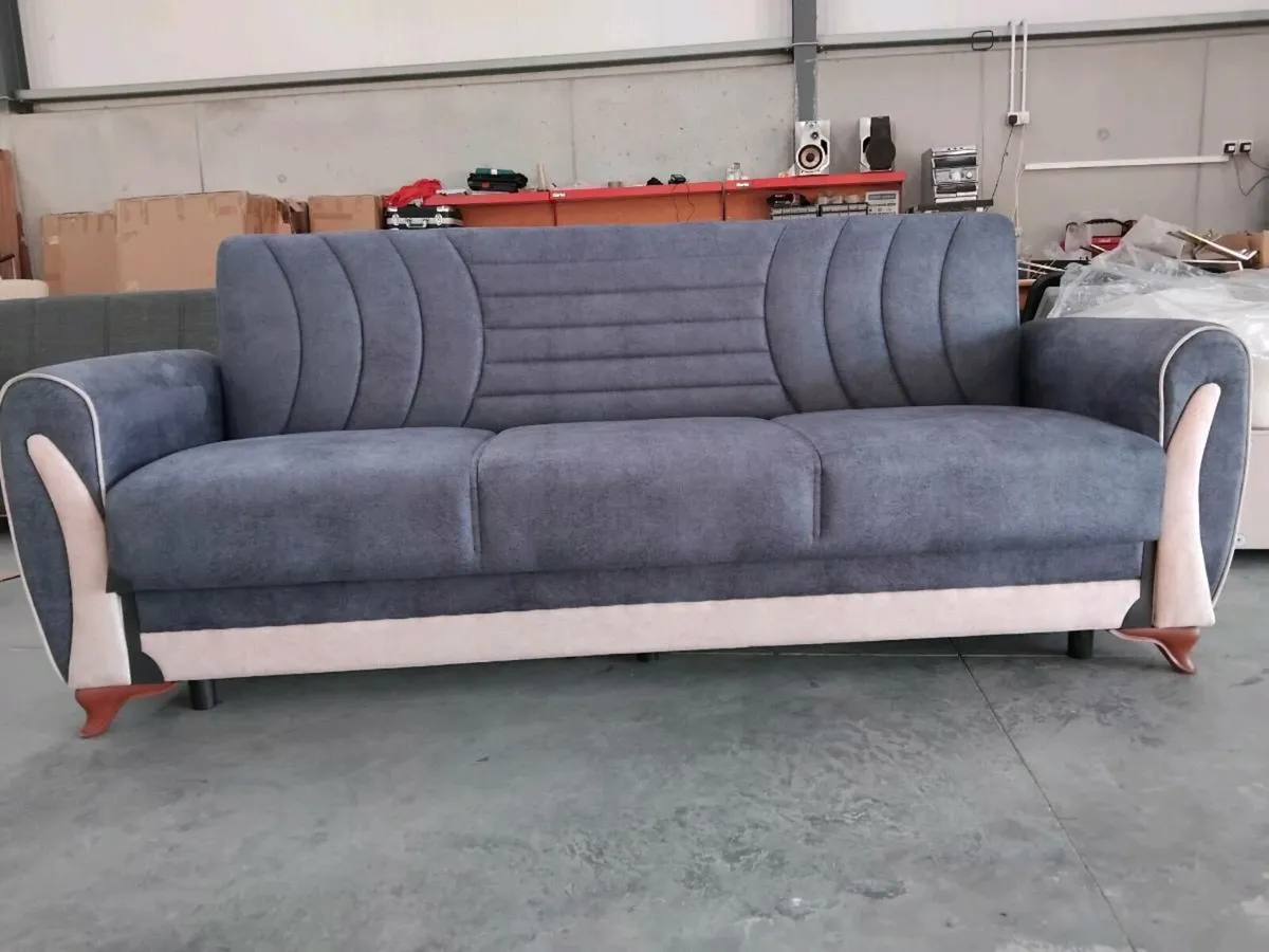 Blue sofa bed with storage 7ft