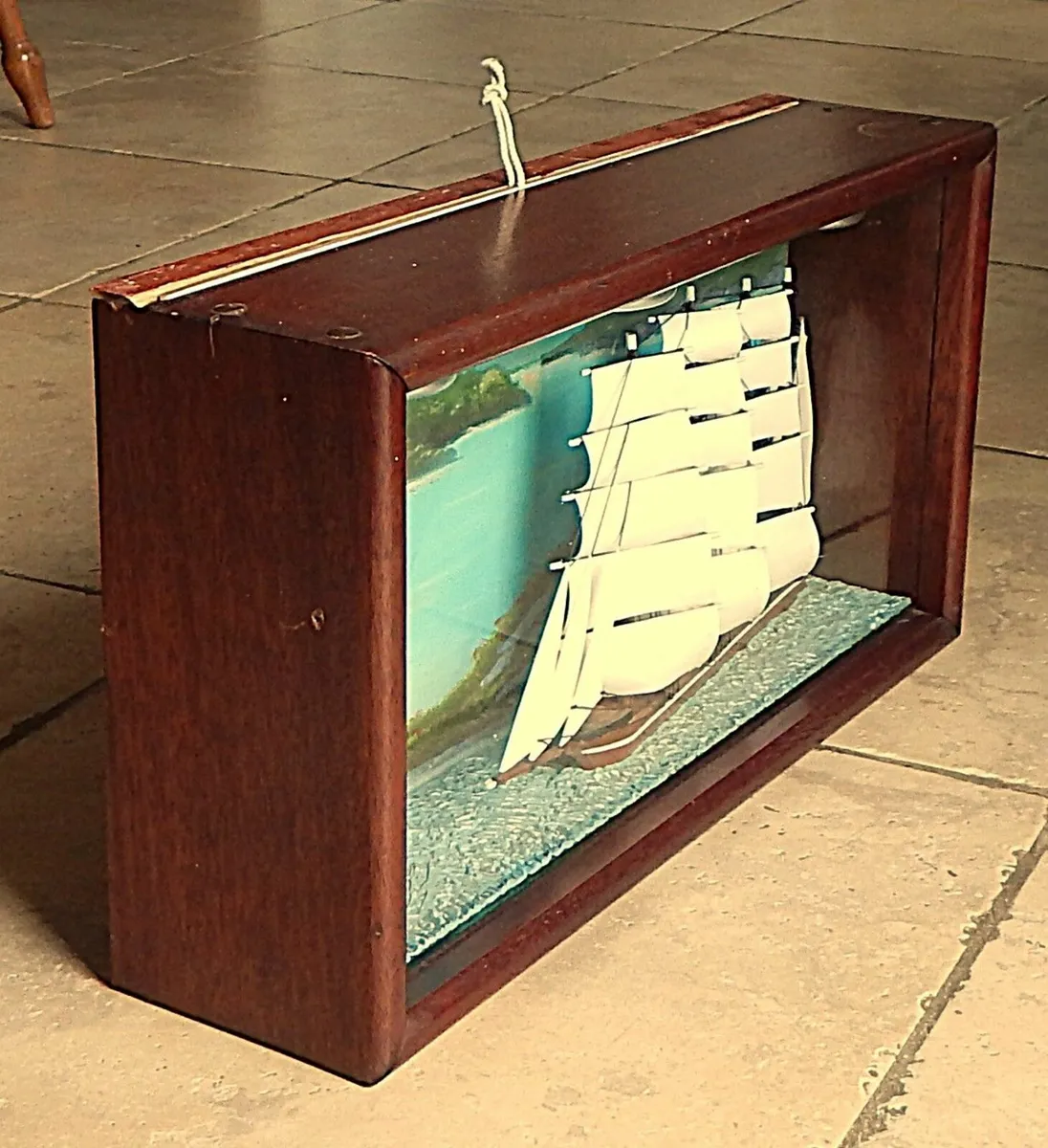 Shadow Box Diorama of Handmade Wooden Yachts, - Image 3