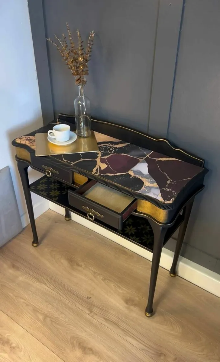 Bespoke Black and Gold Console Table - Image 1