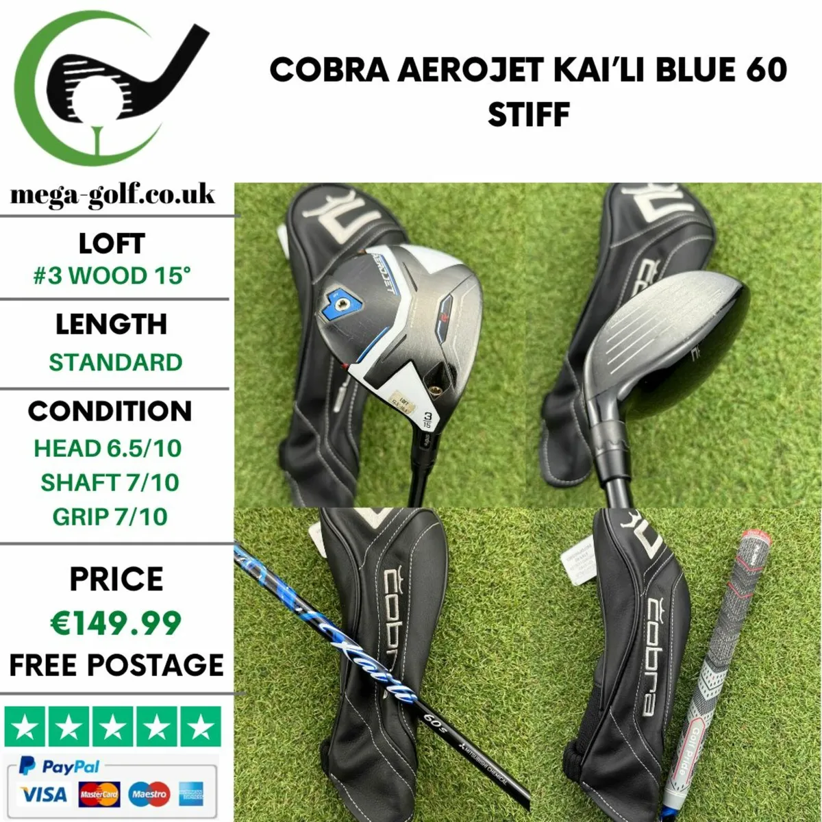 Cobra Aerojet #3 Wood 15° / Kai’li Blue 60 Stiff - Image 1