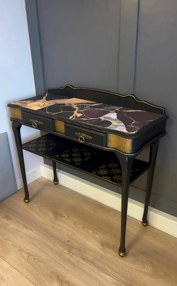 Bespoke Black and Gold Console Table - Image 3