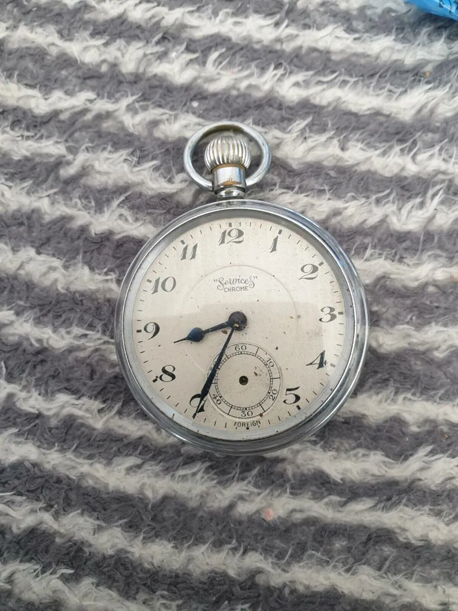 VINTAGE SWINES. CHROME  POCKET WATCH  PARTS REPAIR - Image 1