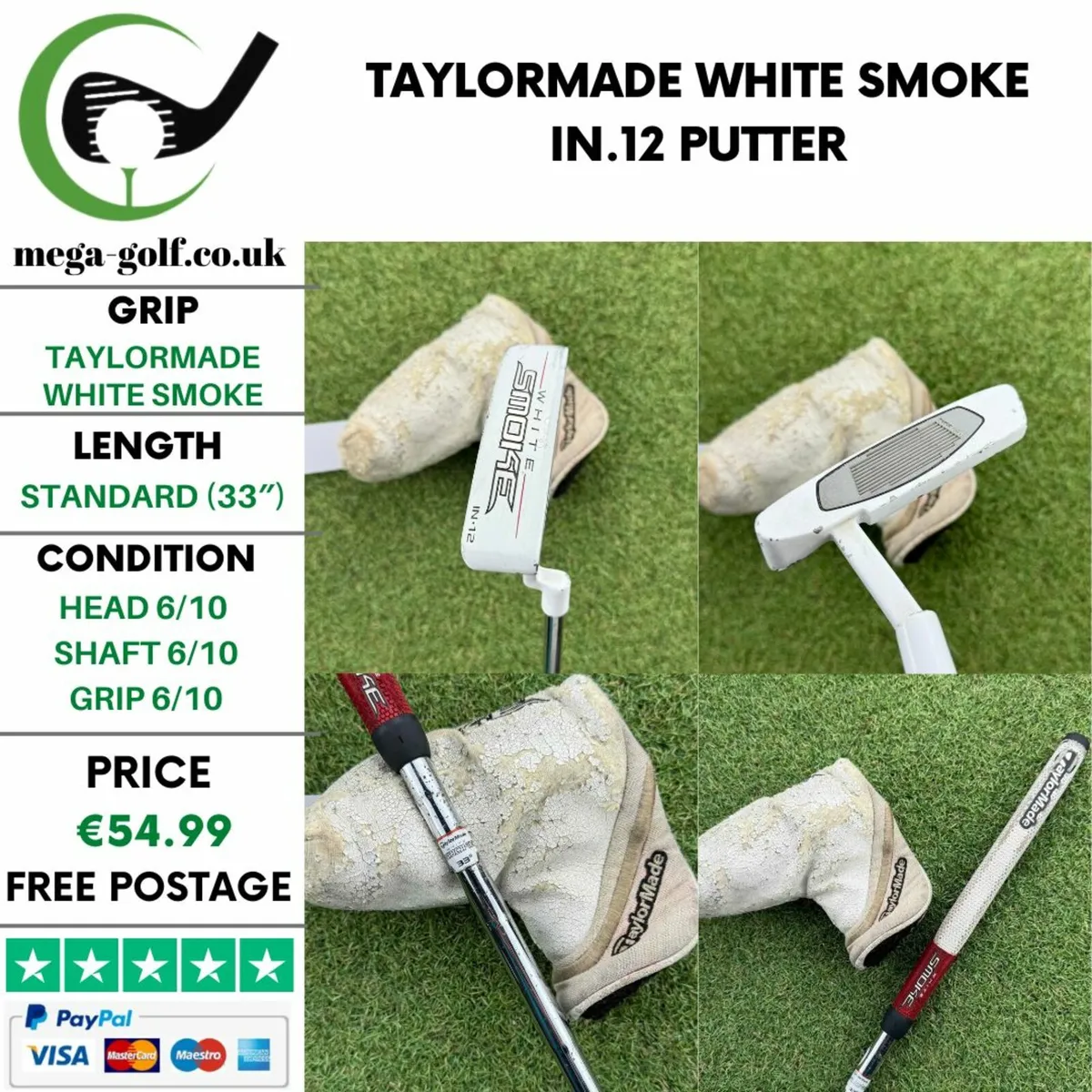 Taylormade White Smoke In.12 Putter / 33″ - Image 1