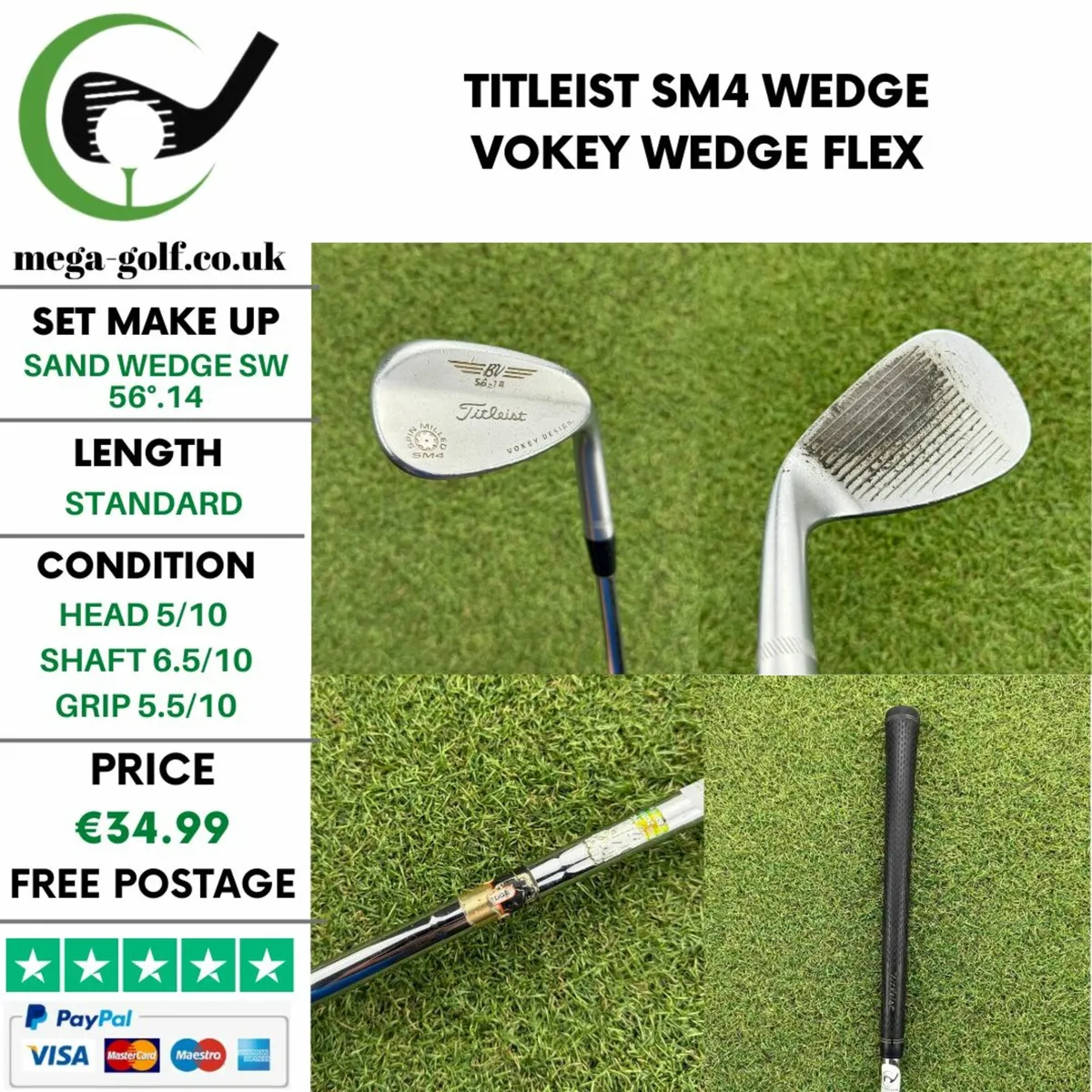 Titleist Sm4 Wedge Sw 56°.14 / Vokey Wedge Flex - Image 1