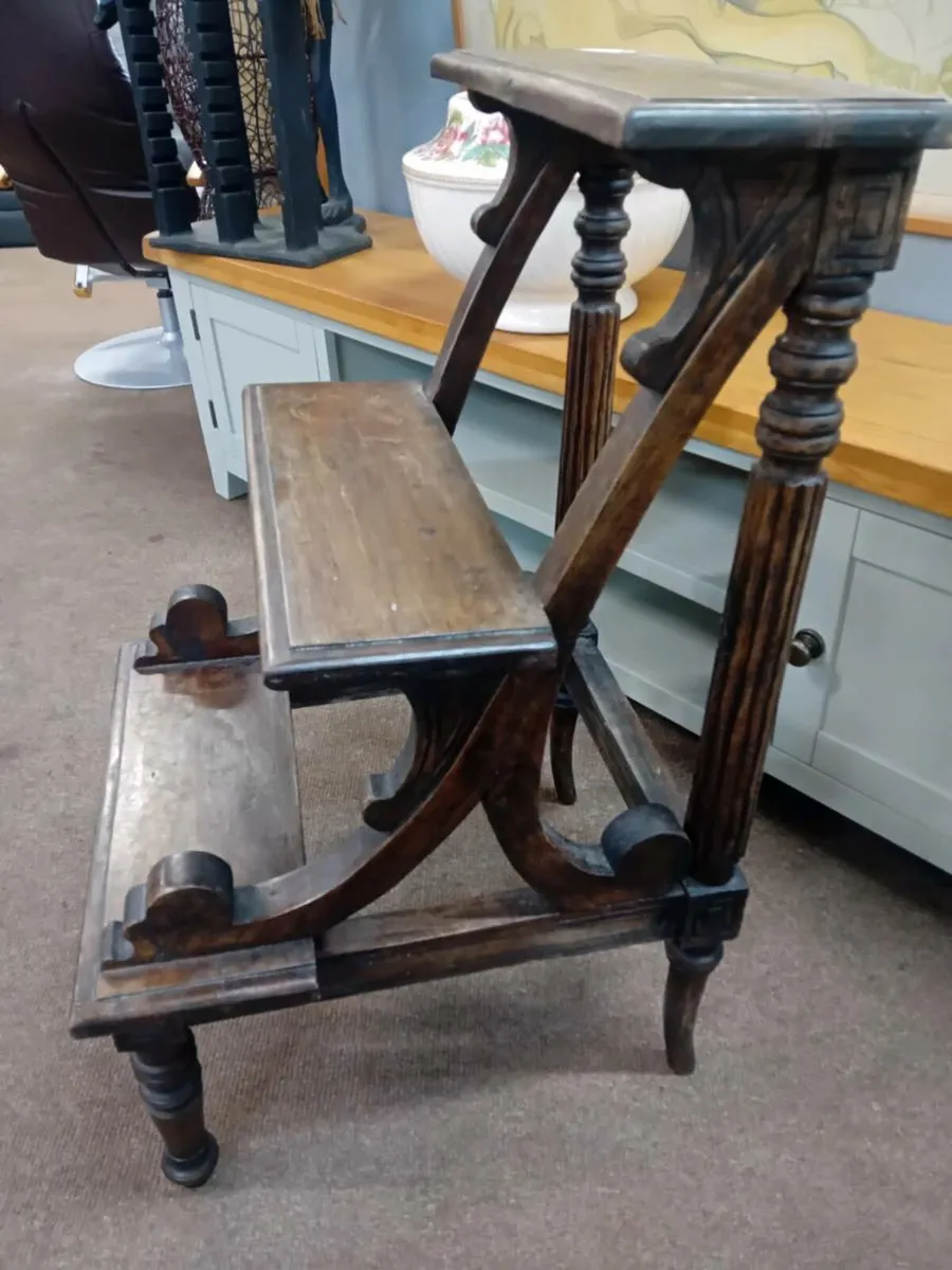 Set Of Vintage Oak Library Steps