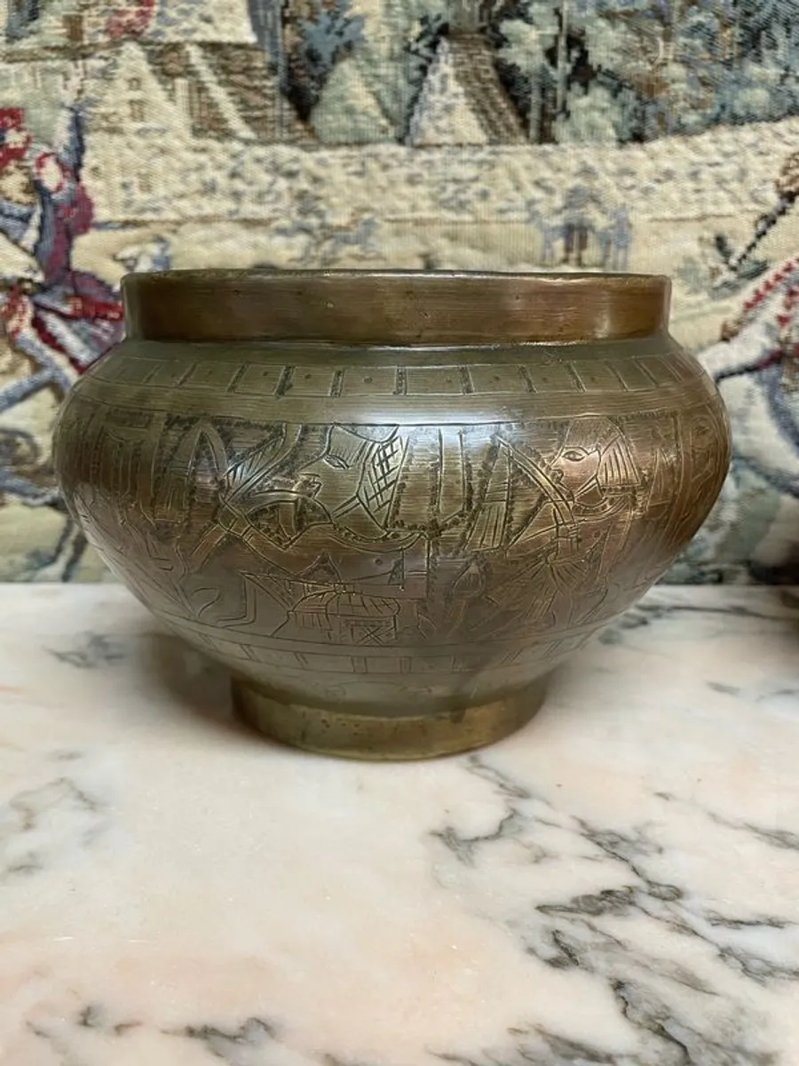 Pair of Antique Egyptian Brass Vases - Image 3