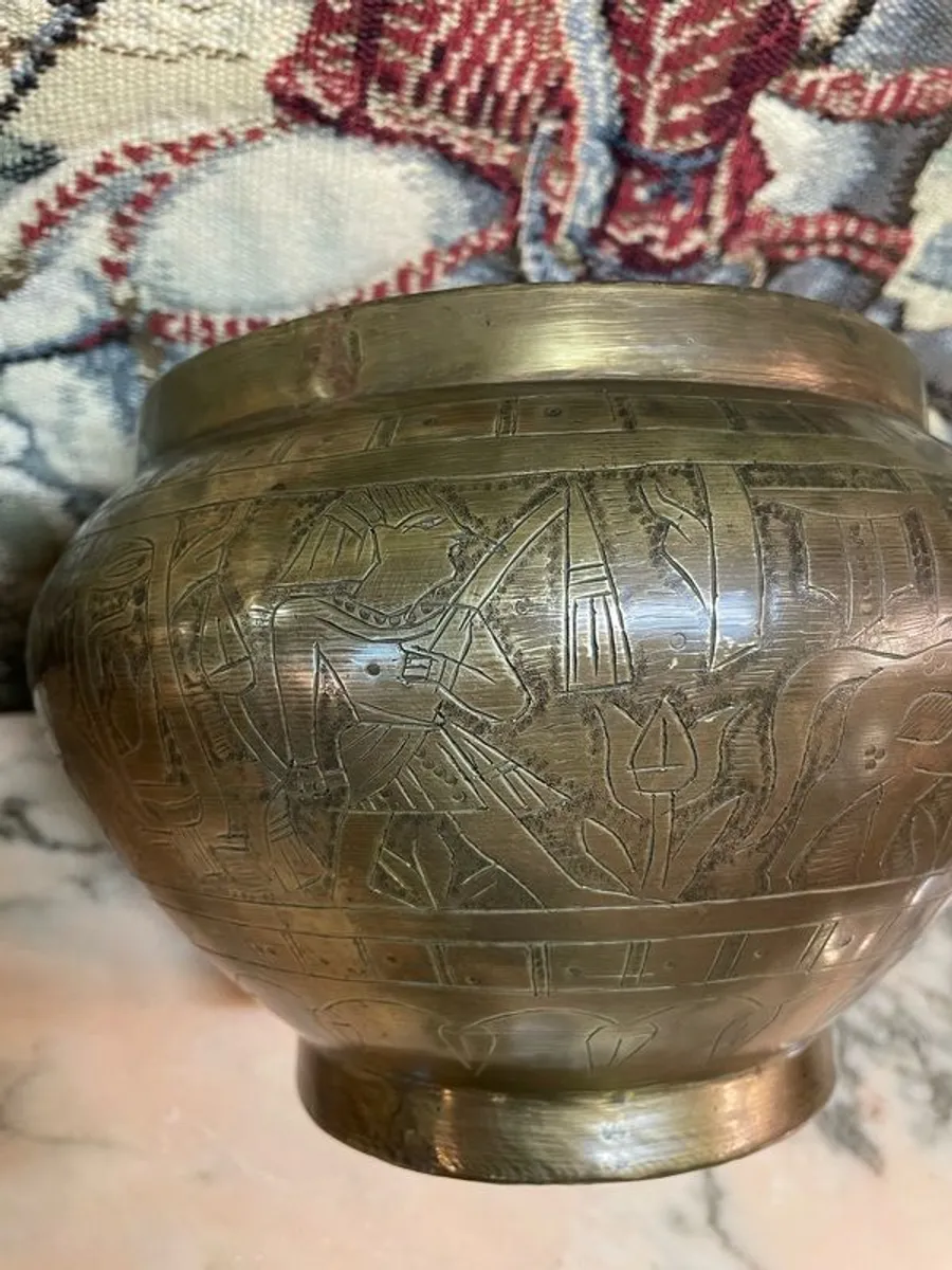 Pair of Antique Egyptian Brass Vases - Image 4