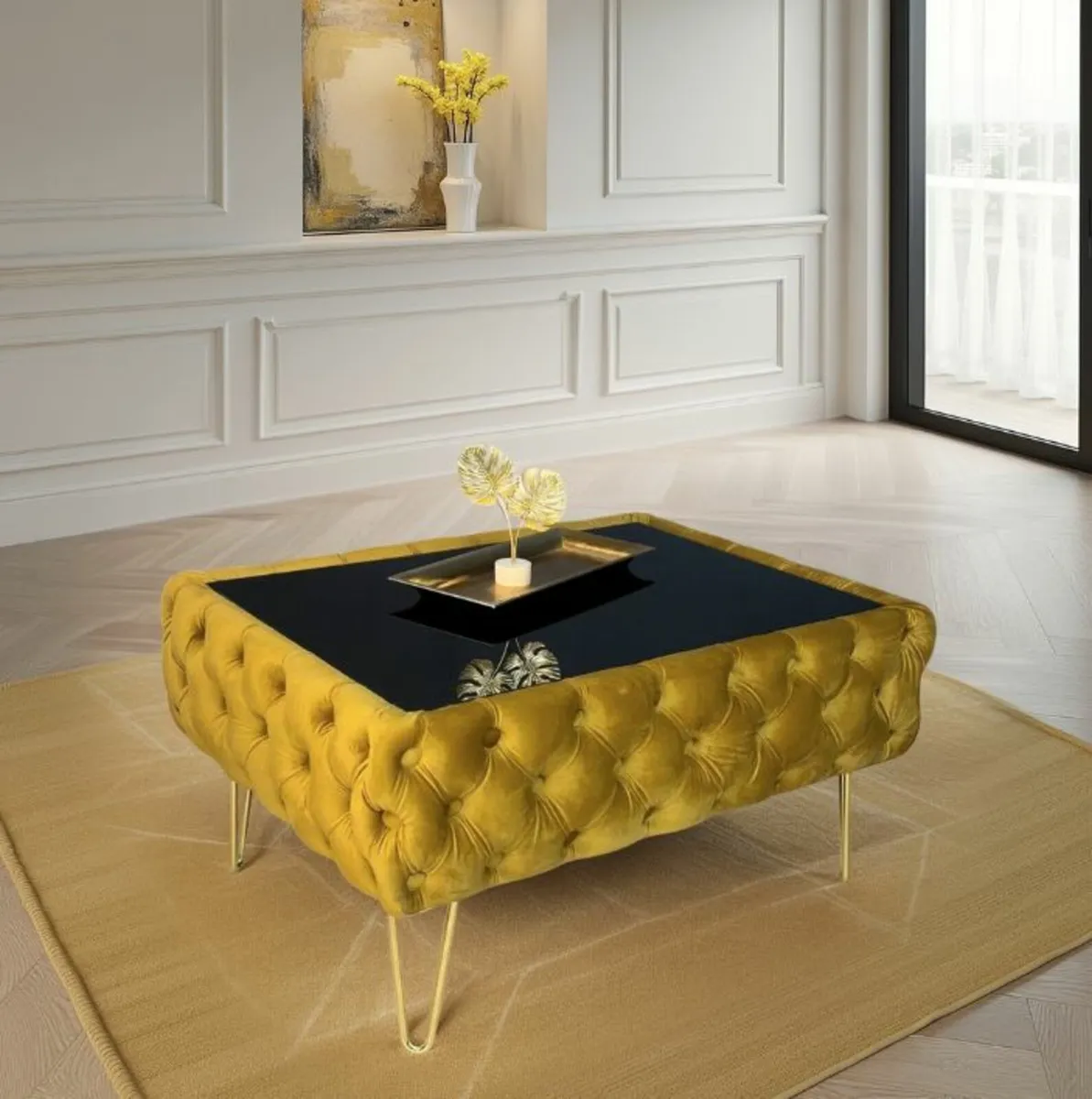 Classic Chesterfield Coffee Table Velvet Rectangle - Image 2