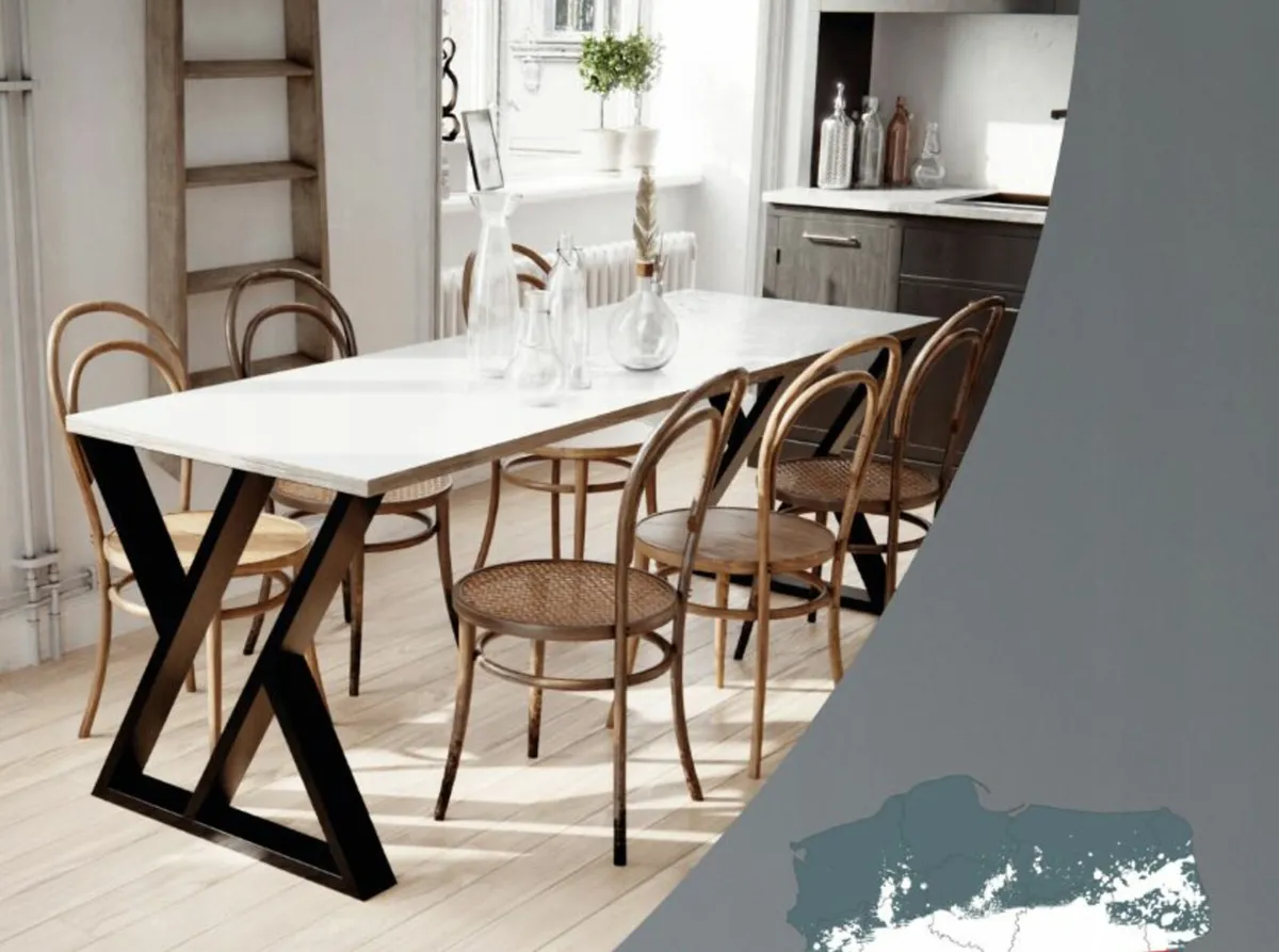 Modern Steel Table Legs Loft Hourglass Design - Image 4