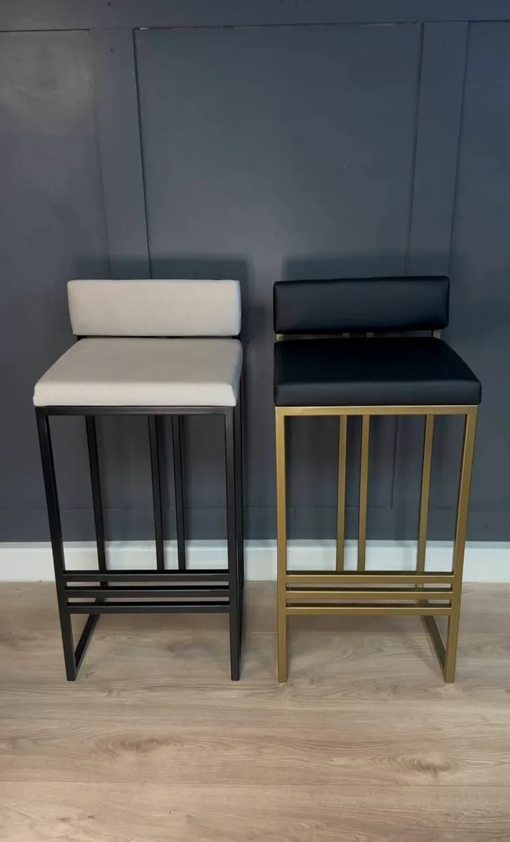 Sleek Black Metal Bar Stool - Image 4
