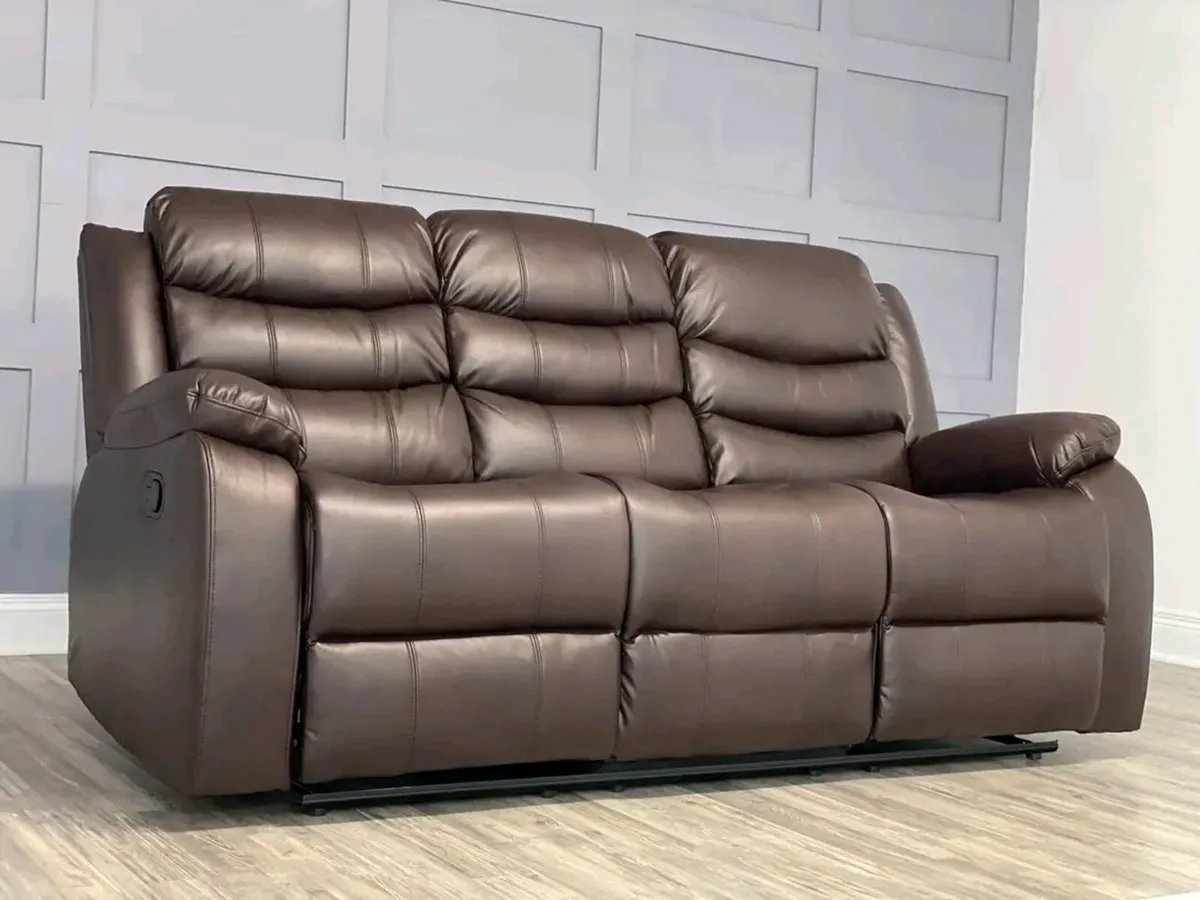 Sorrento Roma Dark Brown Leather Recliner Sofa - Image 3