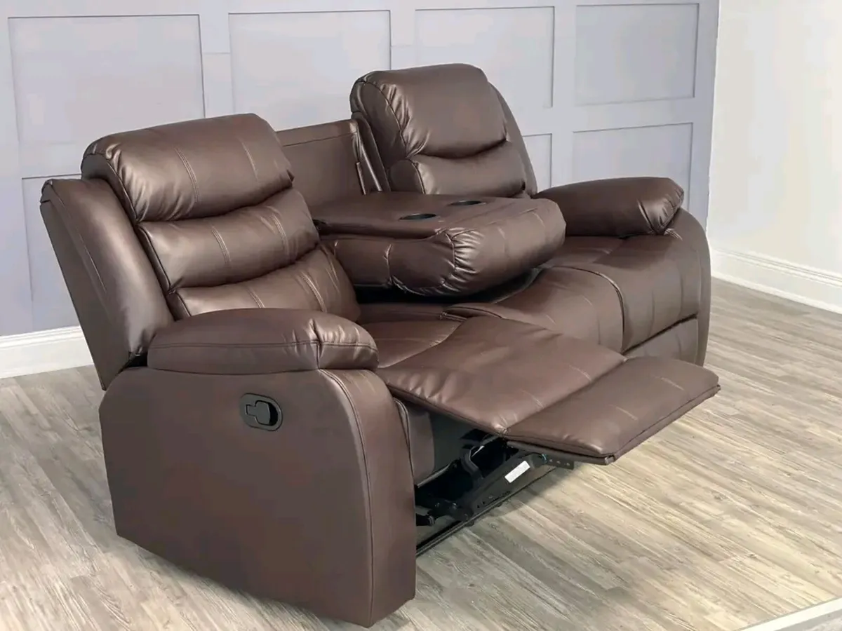 Sorrento Roma Dark Brown Leather Recliner Sofa - Image 4