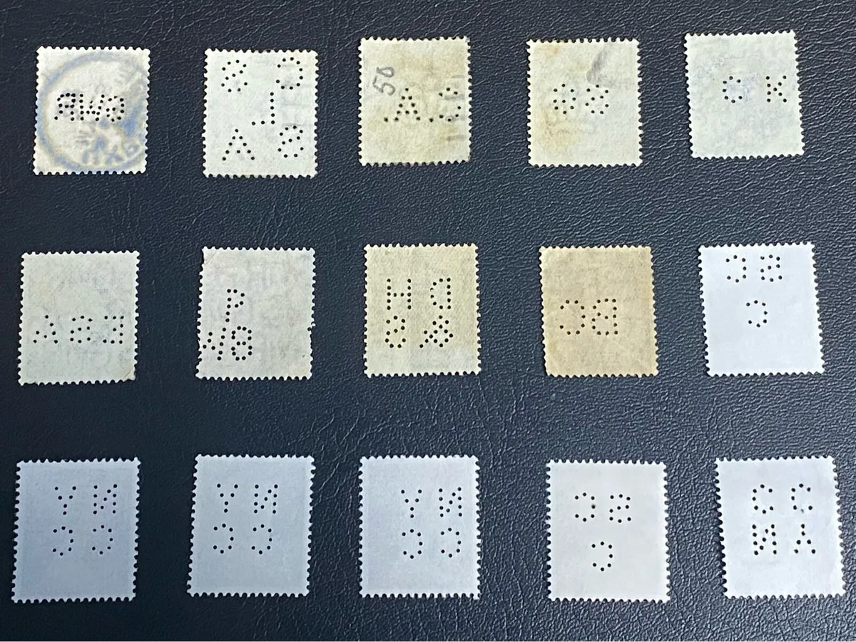 Gb stamps w/ perfins - Image 2