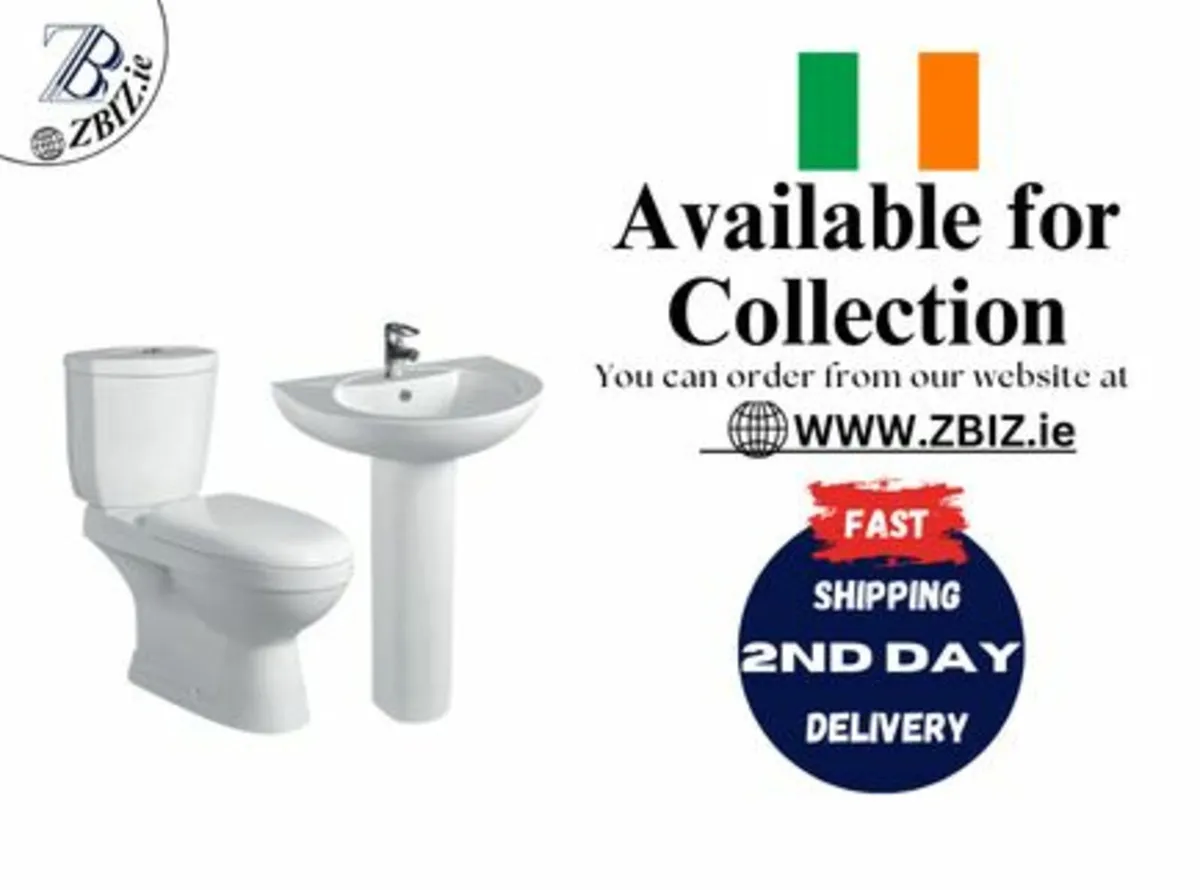 White Ceramic Toilet –Two-Piece Pedestal Basin Set - Image 1