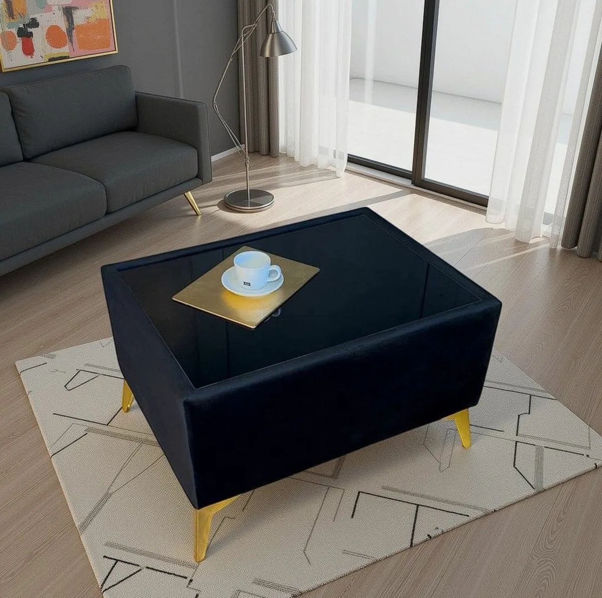 Velvet Coffee Table Black - Image 2