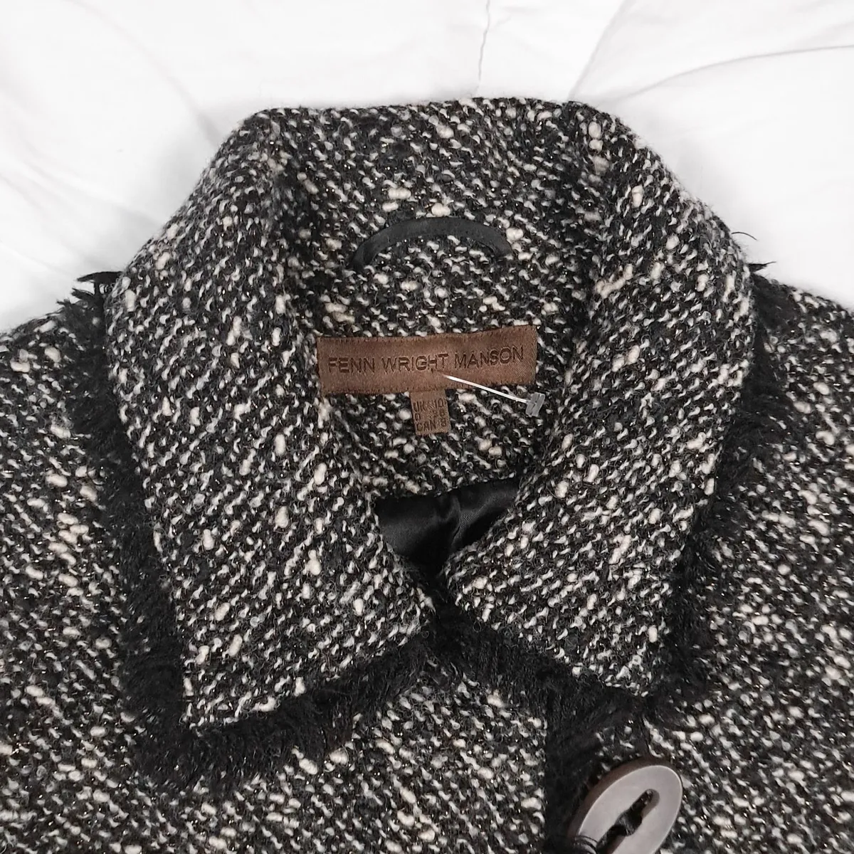 Fenn Wright Manson Black White Tweed Coat 10UK - Image 2