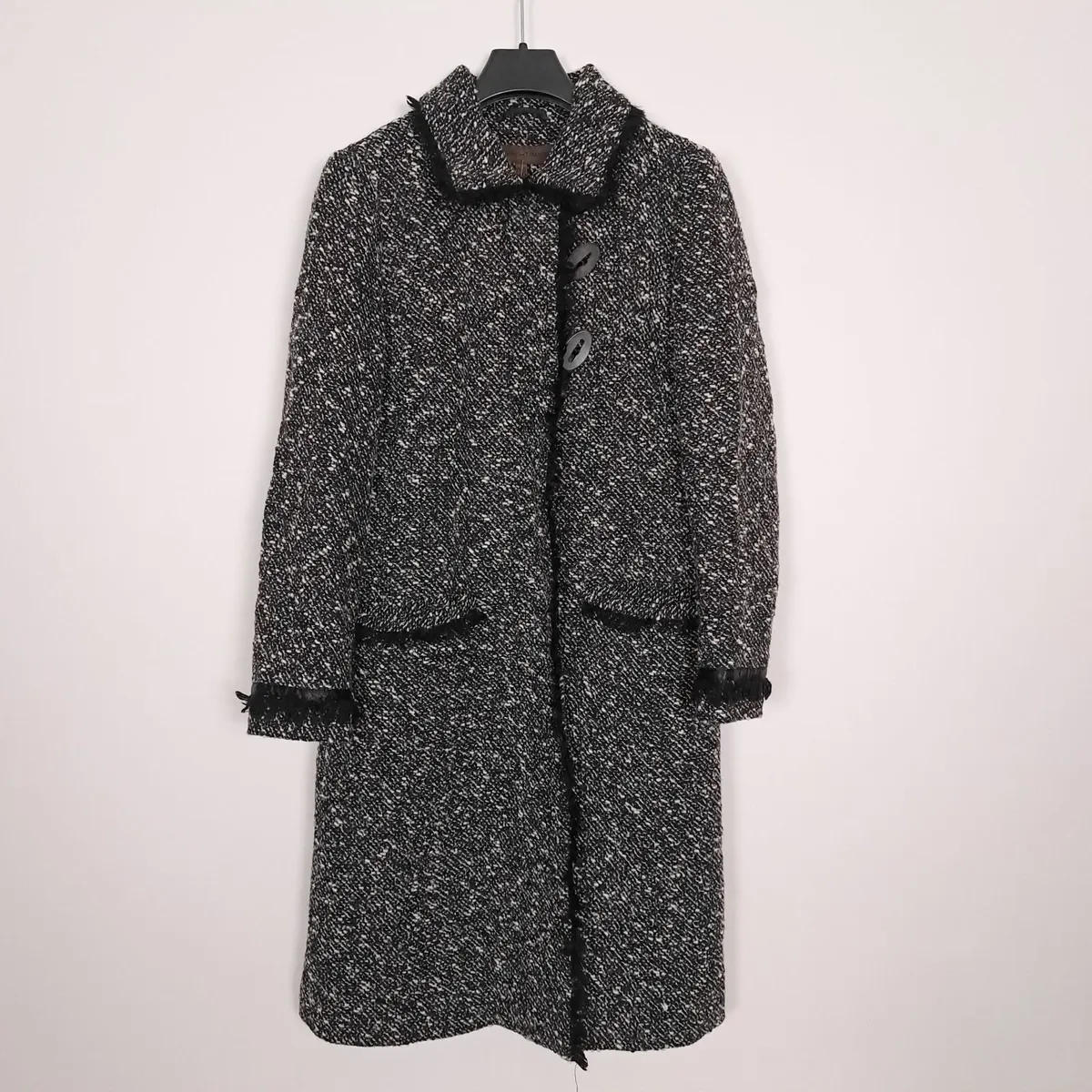 Fenn Wright Manson Black White Tweed Coat 10UK - Image 1