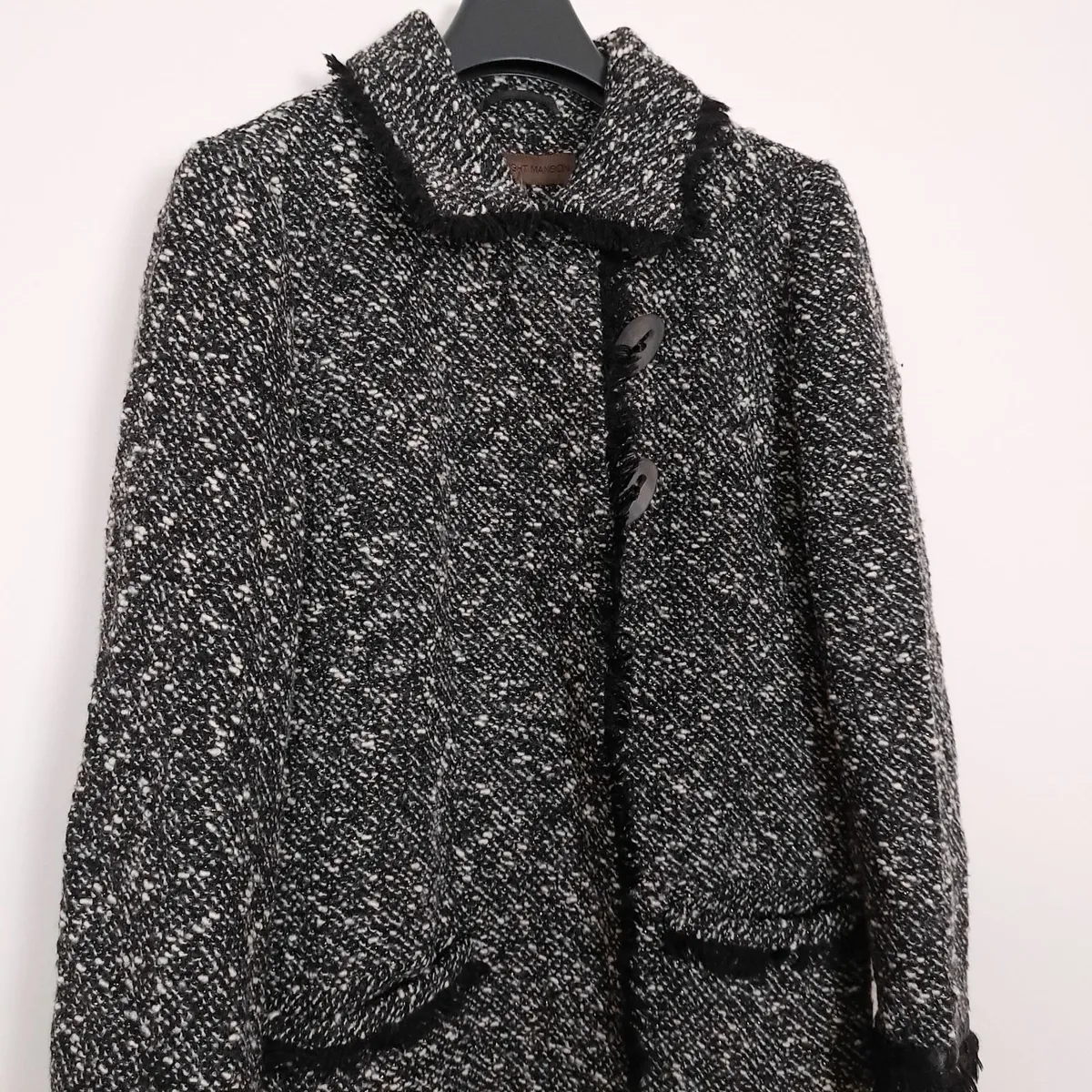 Fenn Wright Manson Black White Tweed Coat 10UK - Image 4