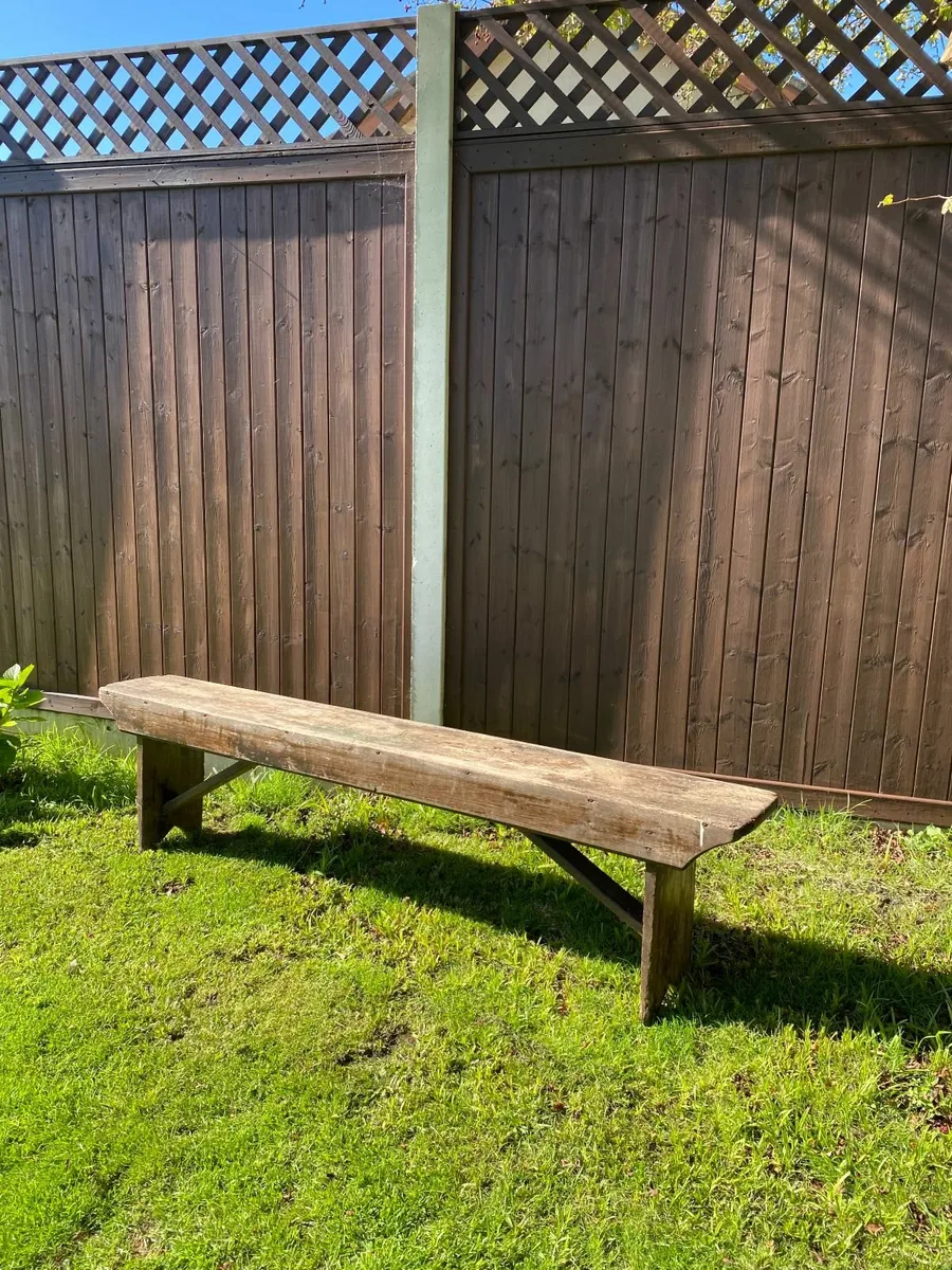 Antique Pitch Pine Bench Benedictin School Wexford - Image 1