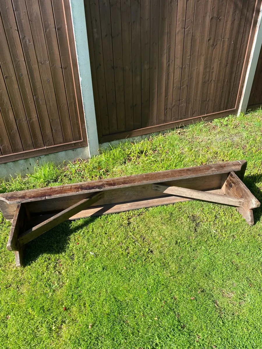 Antique Pitch Pine Bench Benedictin School Wexford - Image 3