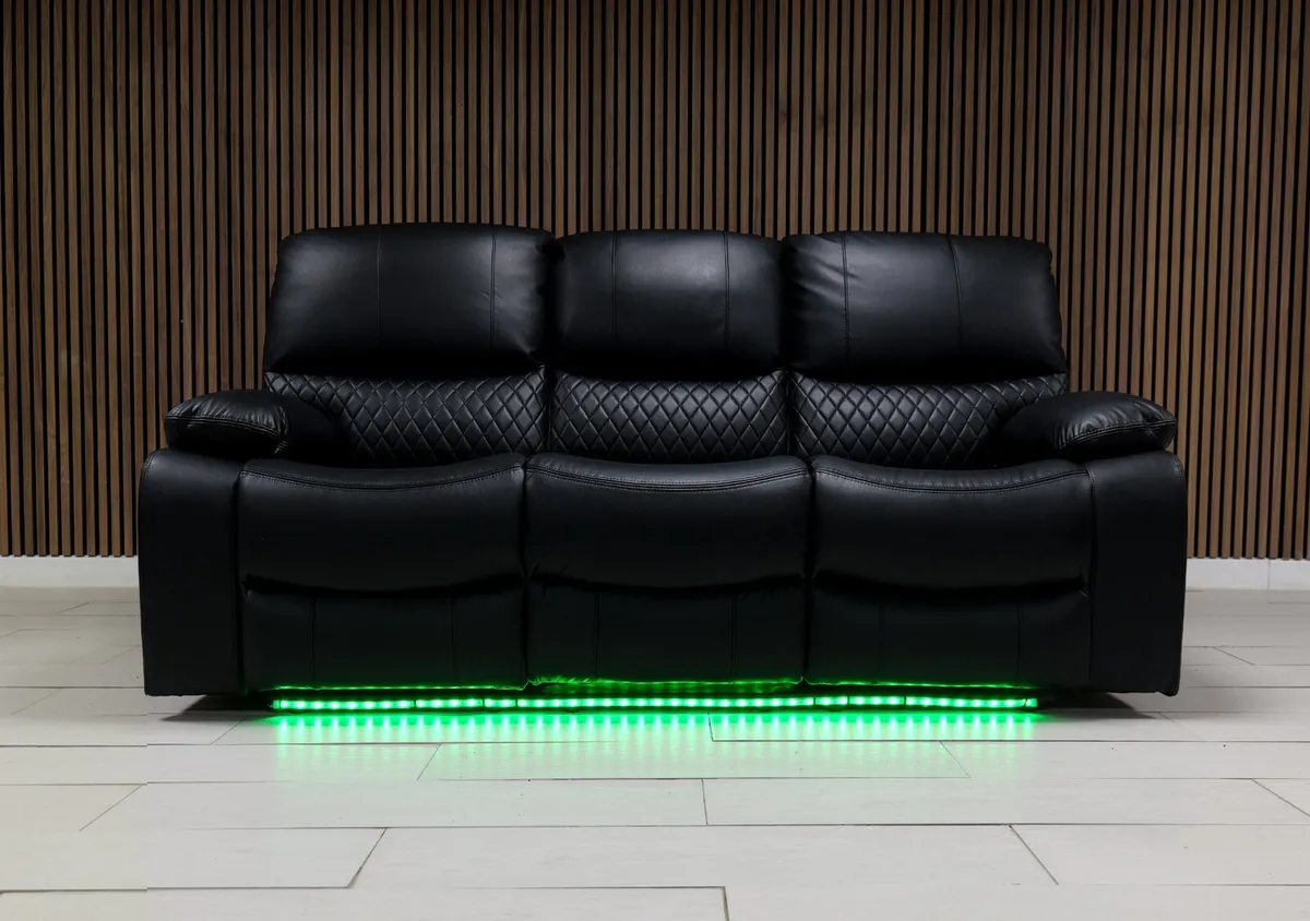 Rita 3+1+1 Seater Black Leather Electric Recliner - Image 3