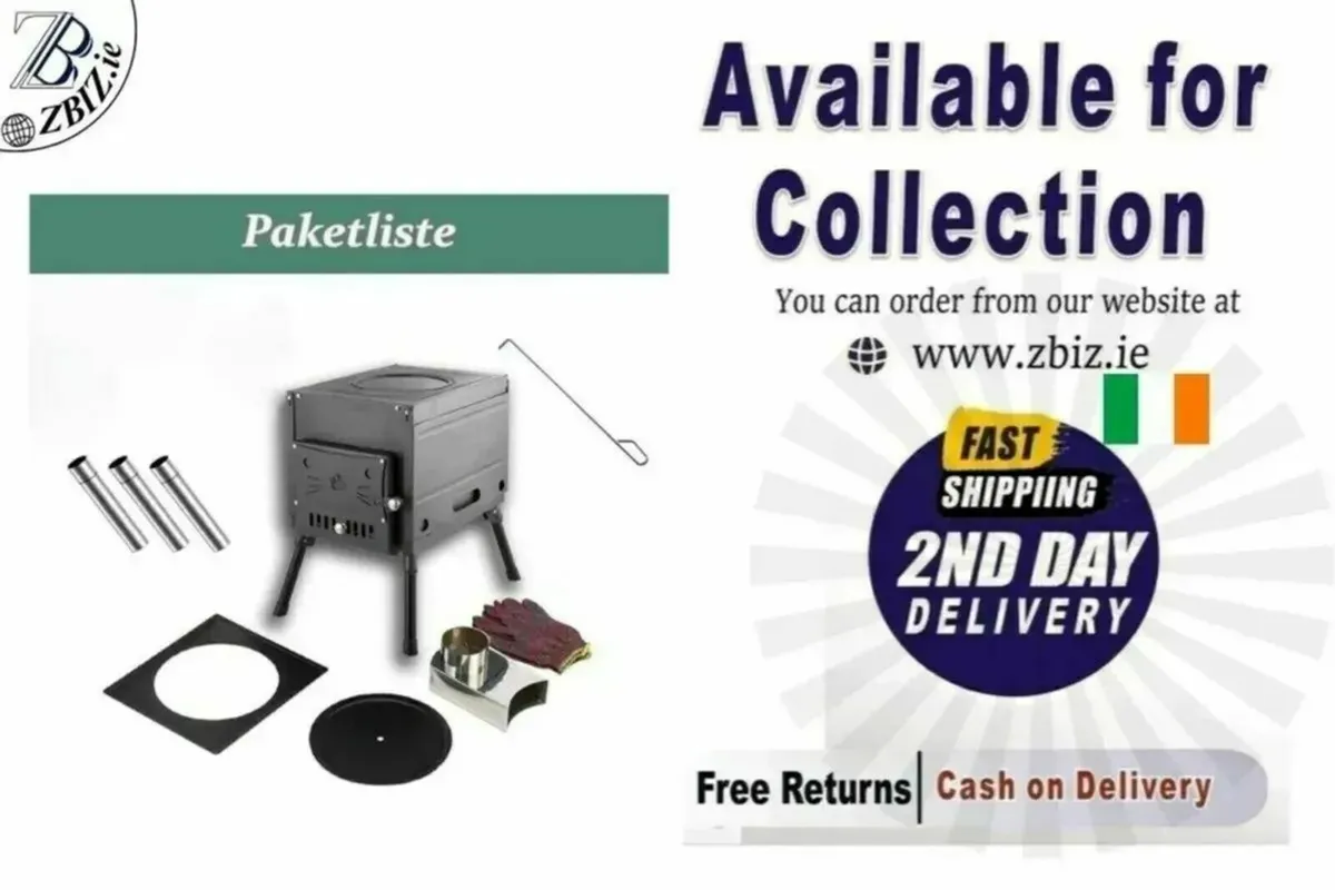 Camping Cast Iron Portable Wood Stove Outdoor Use - Image 1