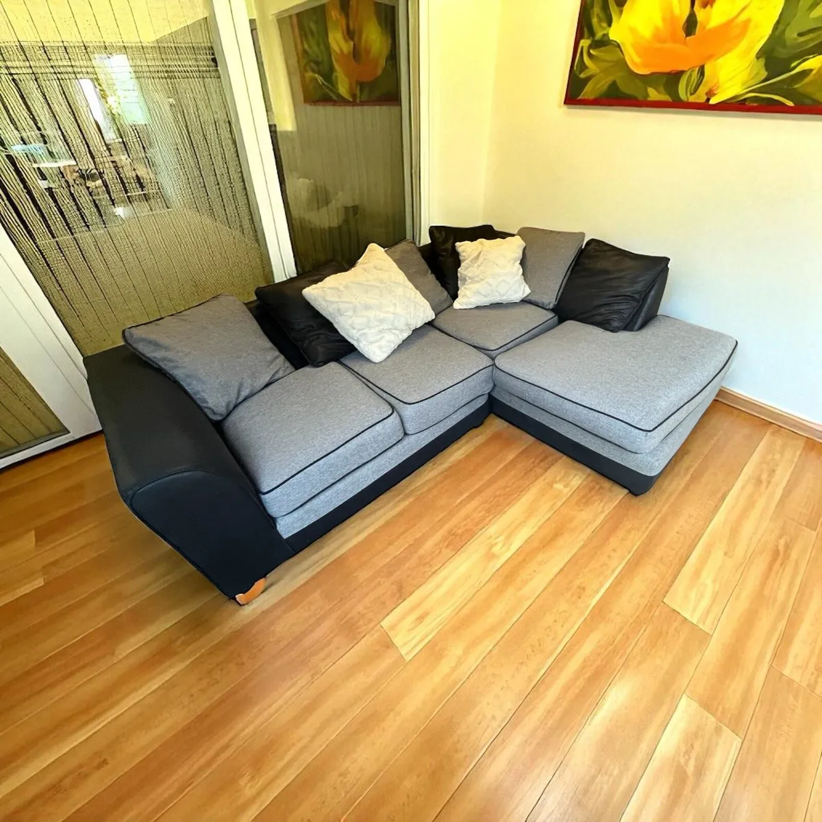 Grey/black corner sofa couch Furniture L shaped - Image 1
