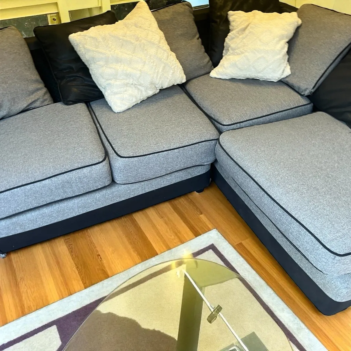 Grey/black corner sofa couch Furniture L shaped - Image 3