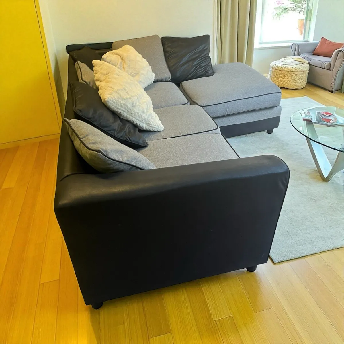 Grey/black corner sofa couch Furniture L shaped - Image 4