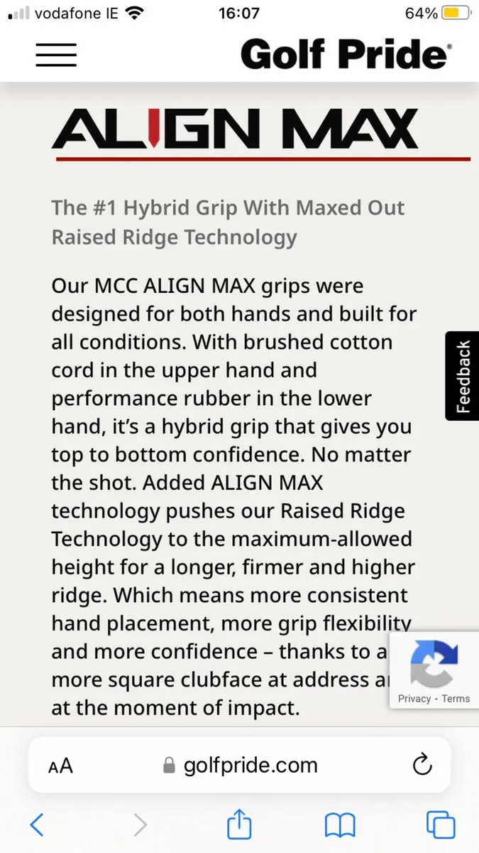 Midsize Golf Pride Align Grips ( 8 for €45 ) - Image 2