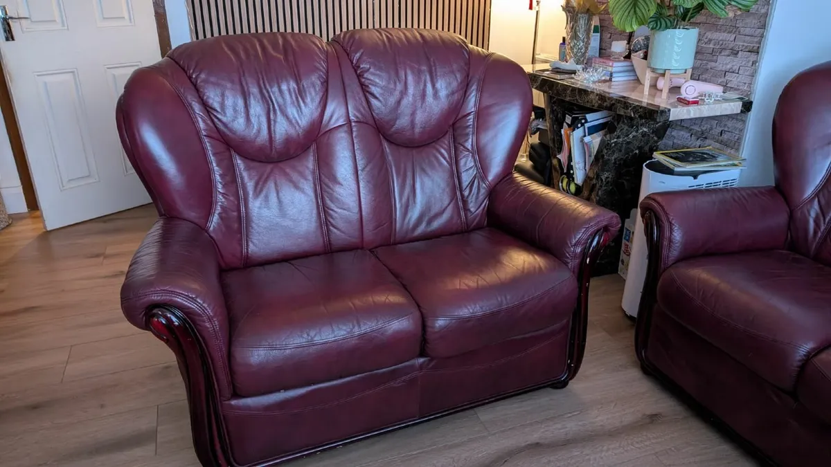 3-Piece Genuine Leather Sofa Set - Image 4