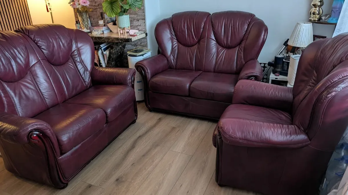 3-Piece Genuine Leather Sofa Set - Image 1