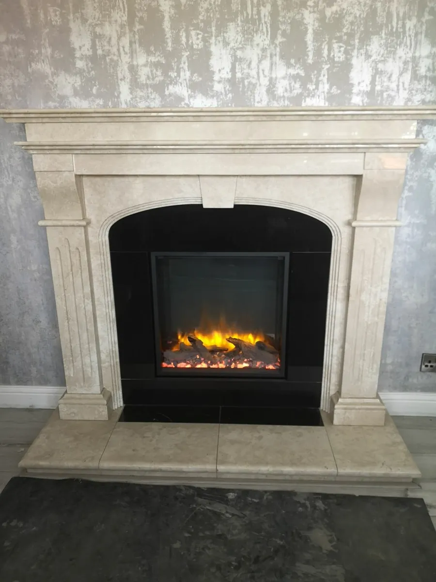 Cream marble fireplace