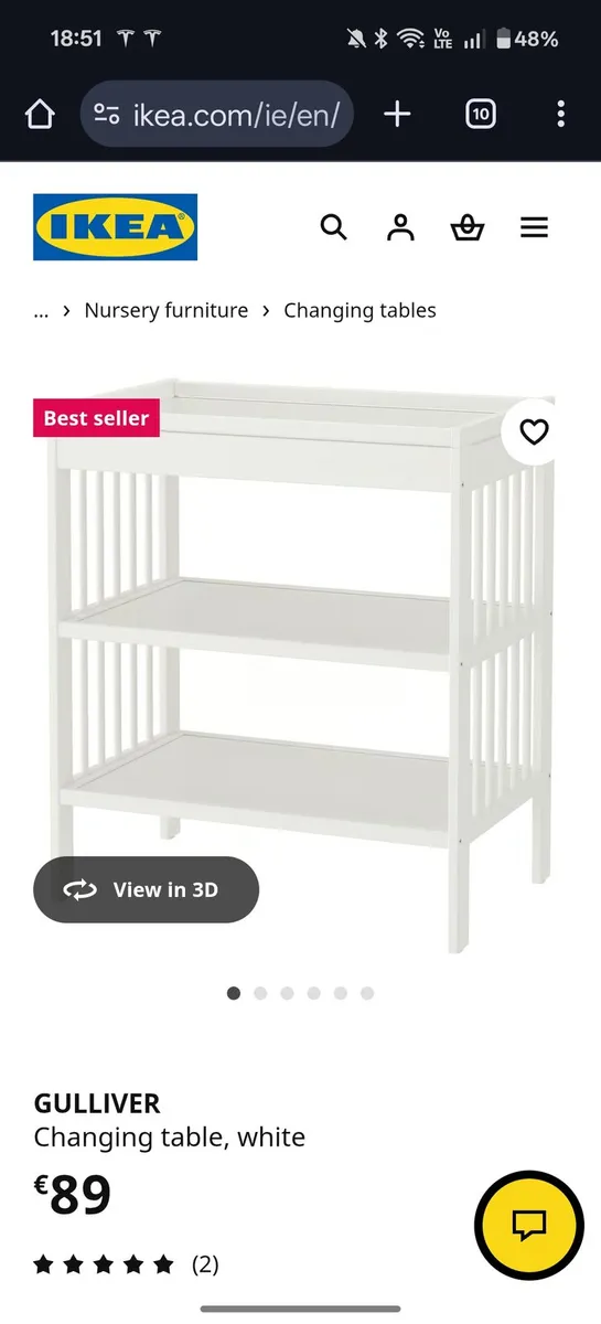 Gulliver baby changing table white brand new