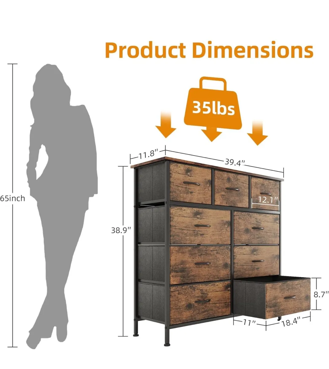 Chest of Drawer with 9 Drawers - Image 3