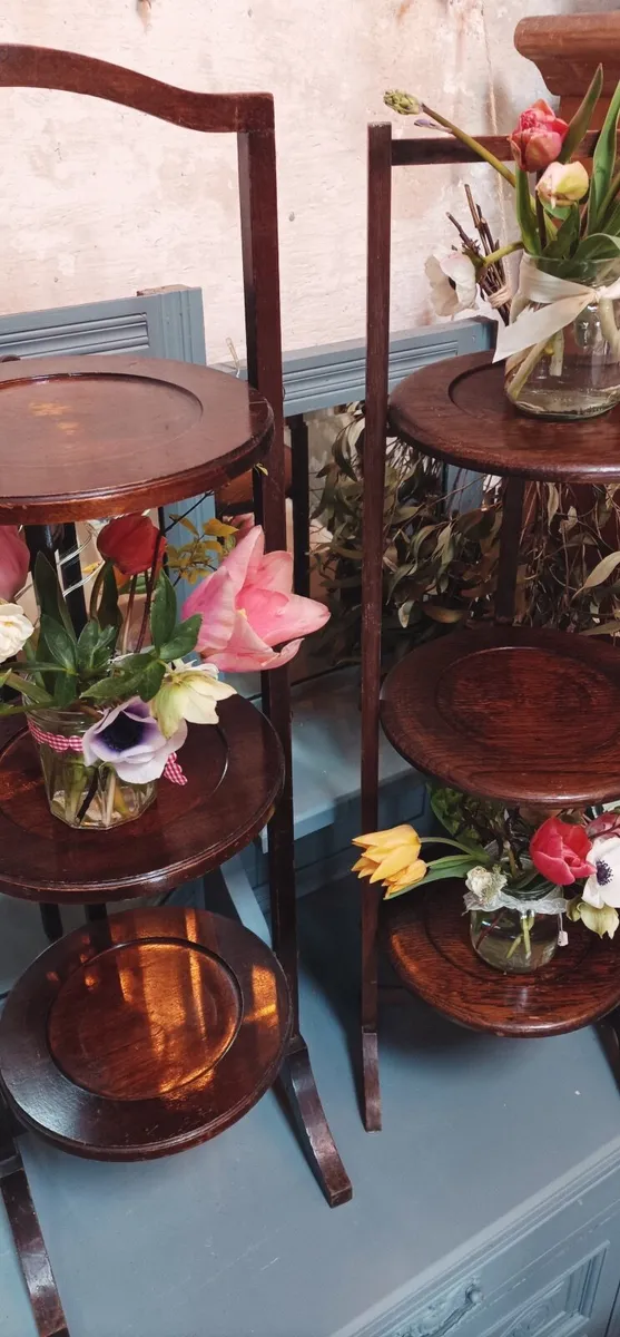 Antique Wooden Cake Stand - Image 2