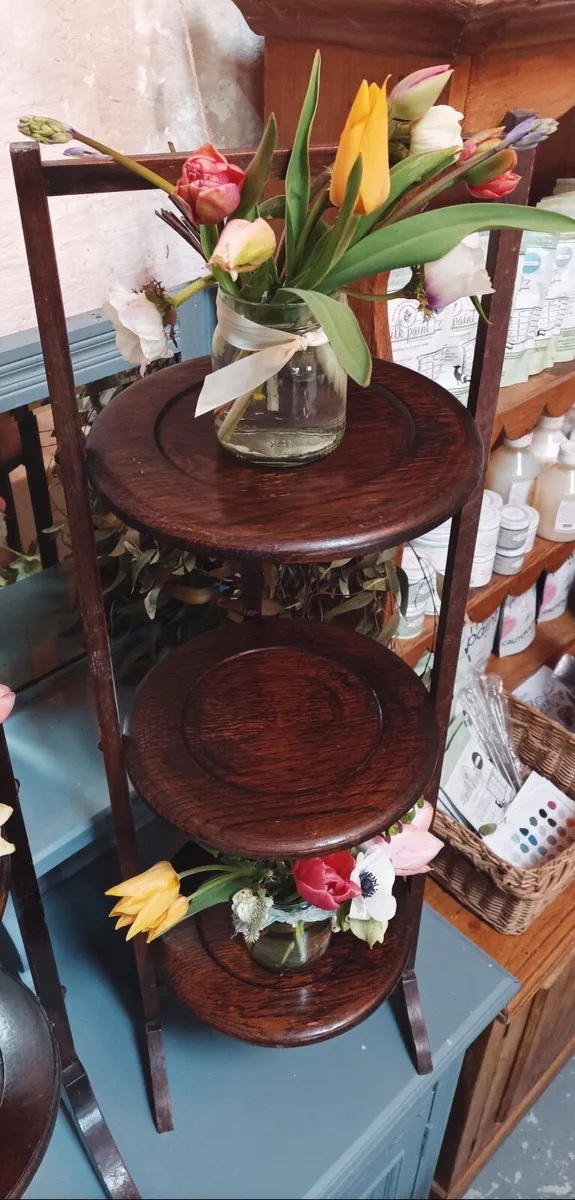 Antique Wooden Cake Stand - Image 4