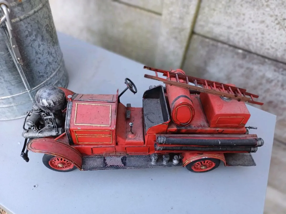 Large Vintage Collectible Metal Fire Truck - Image 3