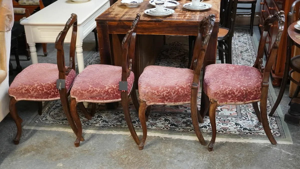 Set of Four Original Victorian Walnut  Back Chairs - Image 2