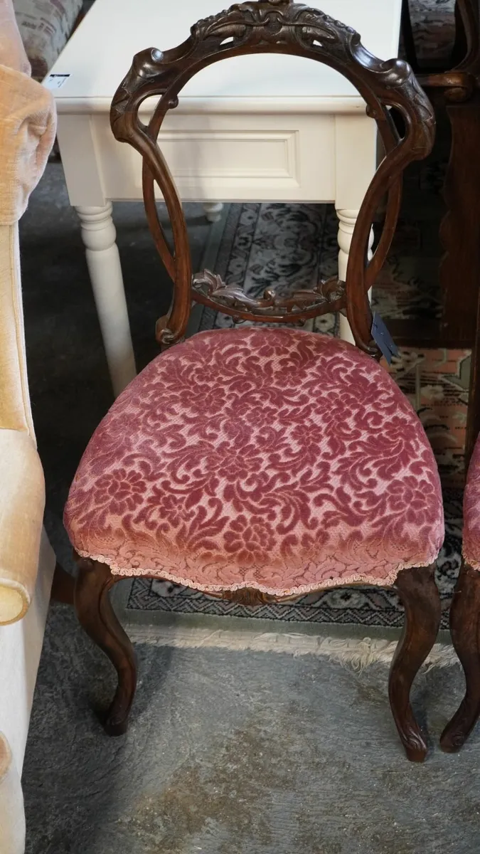 Set of Four Original Victorian Walnut  Back Chairs - Image 3