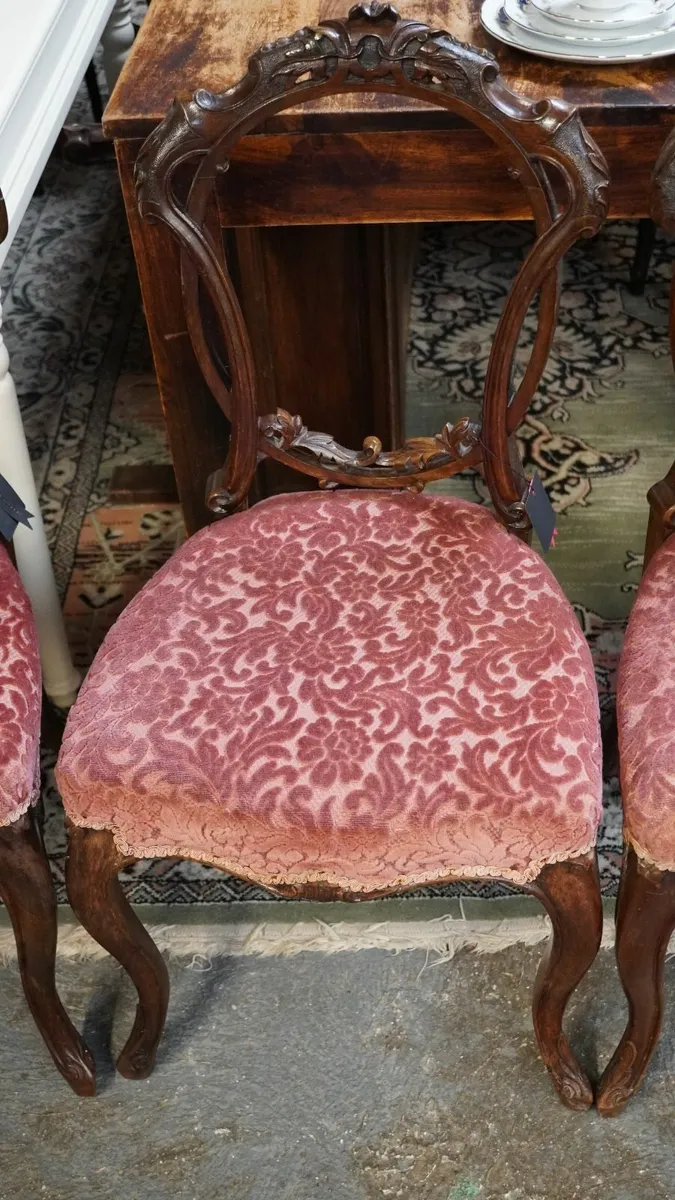 Set of Four Original Victorian Walnut  Back Chairs - Image 4
