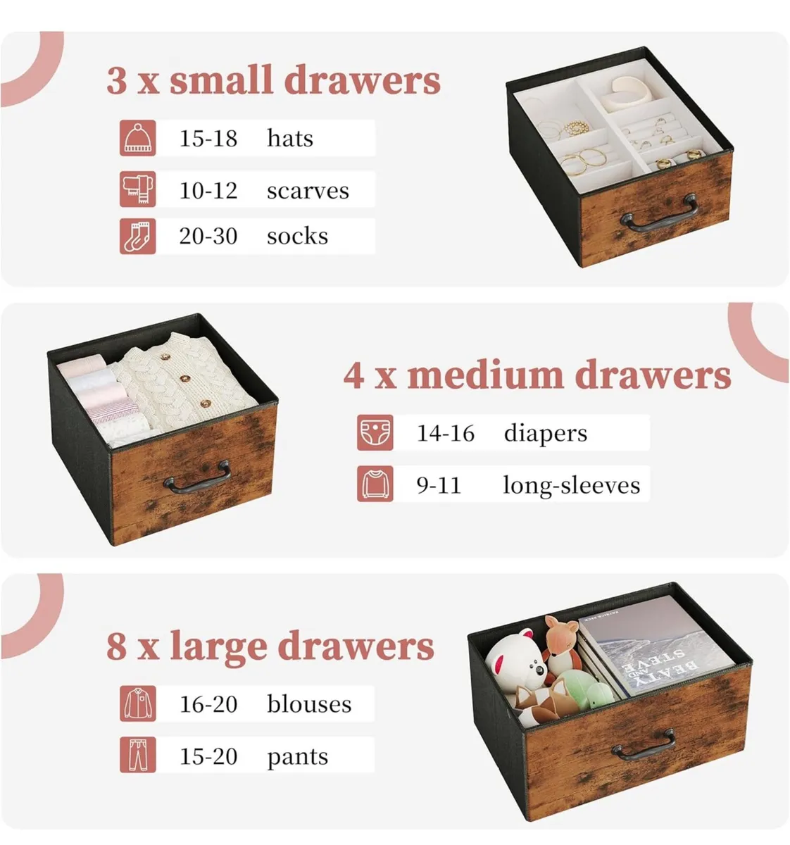 Chest of Drawers,Dresser for Bedroom with 15 Drawe - Image 4