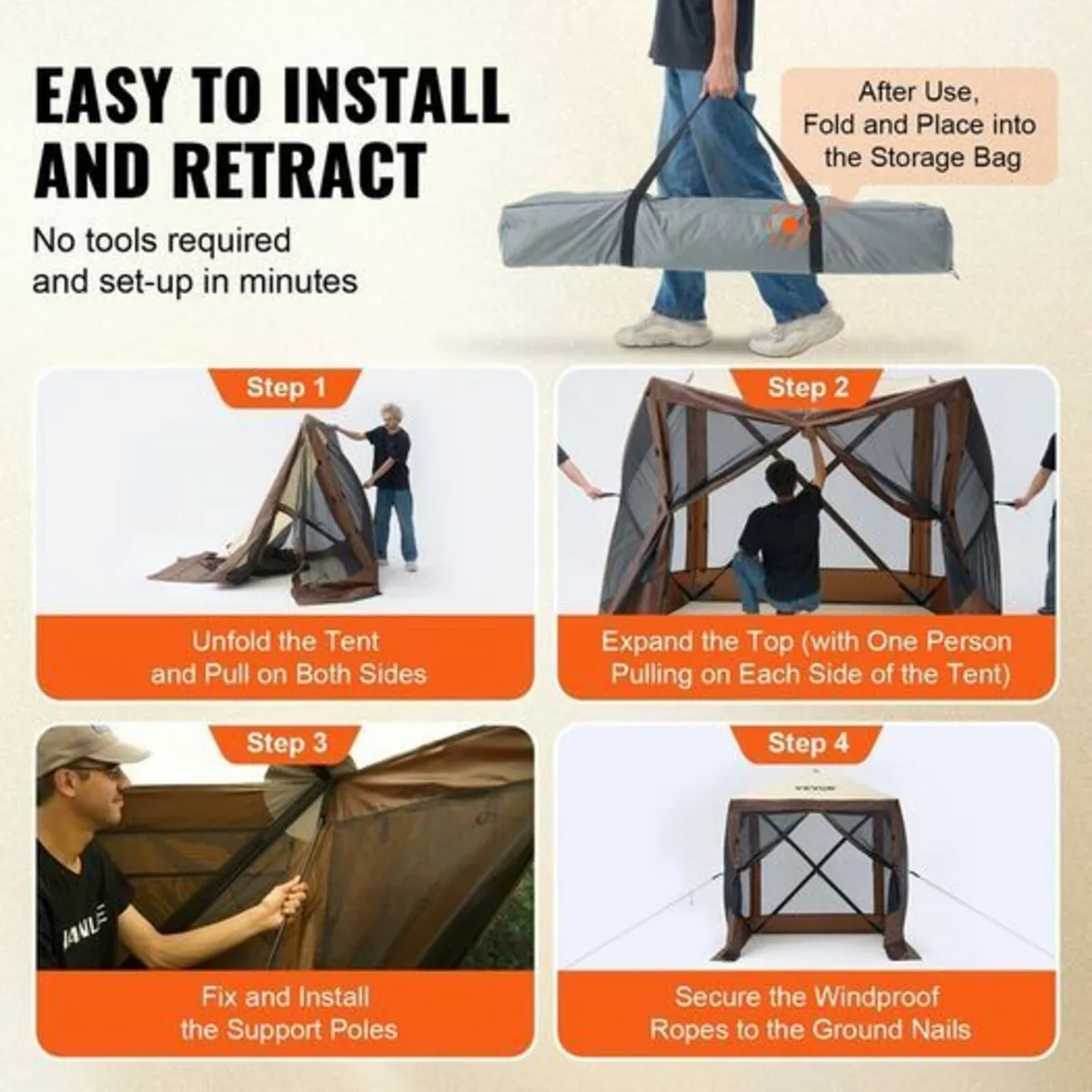 Pop Up Gazebo Tent Pop-Up Screen Tent 4 Sided Cano - Image 2