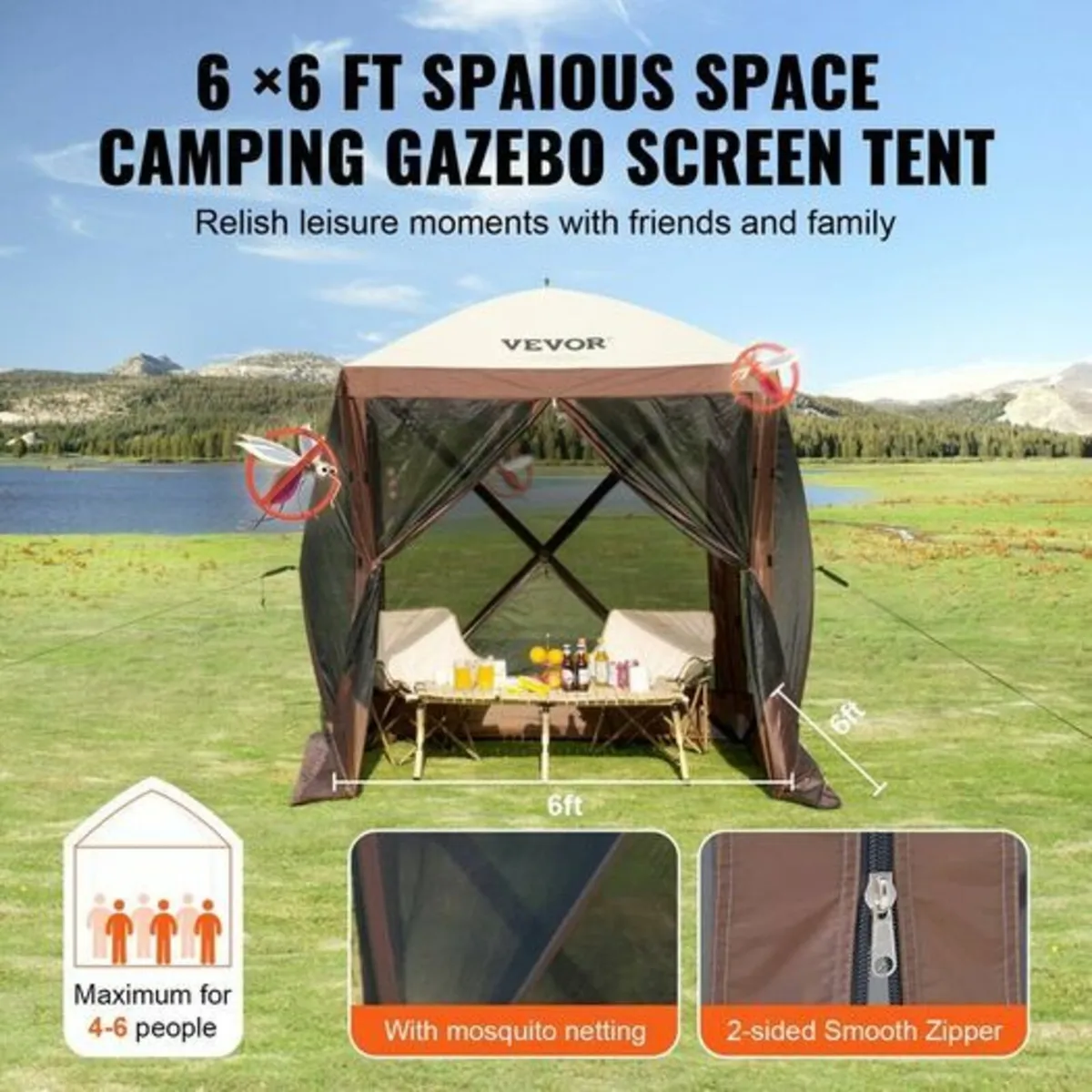 Pop Up Gazebo Tent Pop-Up Screen Tent 4 Sided Cano - Image 4