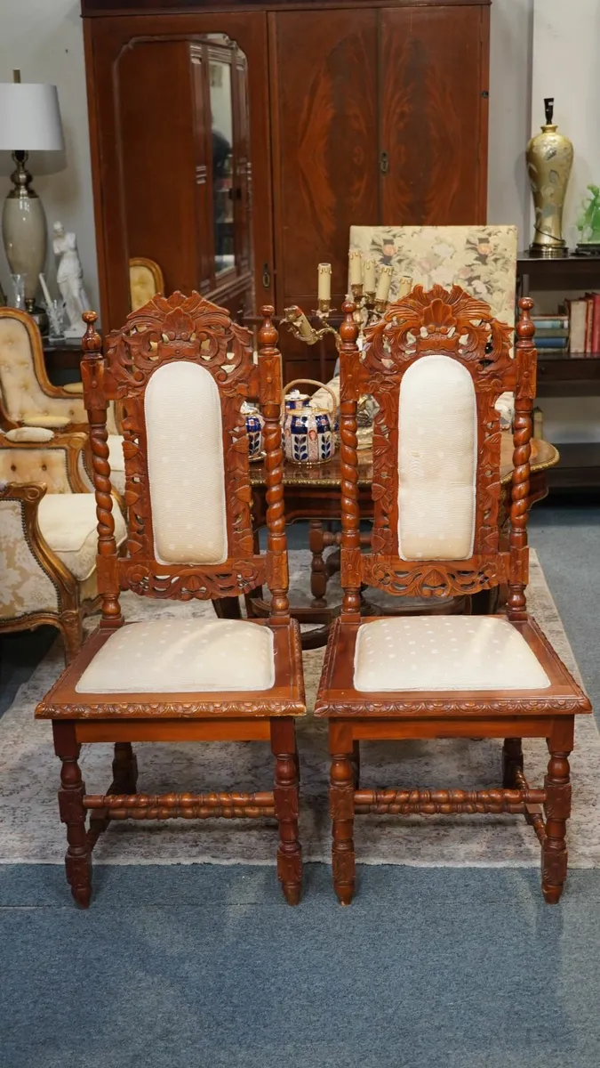Stunning Pair of Carved Spanish Chairs - Image 1