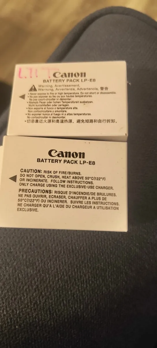 TWO  GENUINE CANON  LP-E8  BATTERY PACKS - Image 1