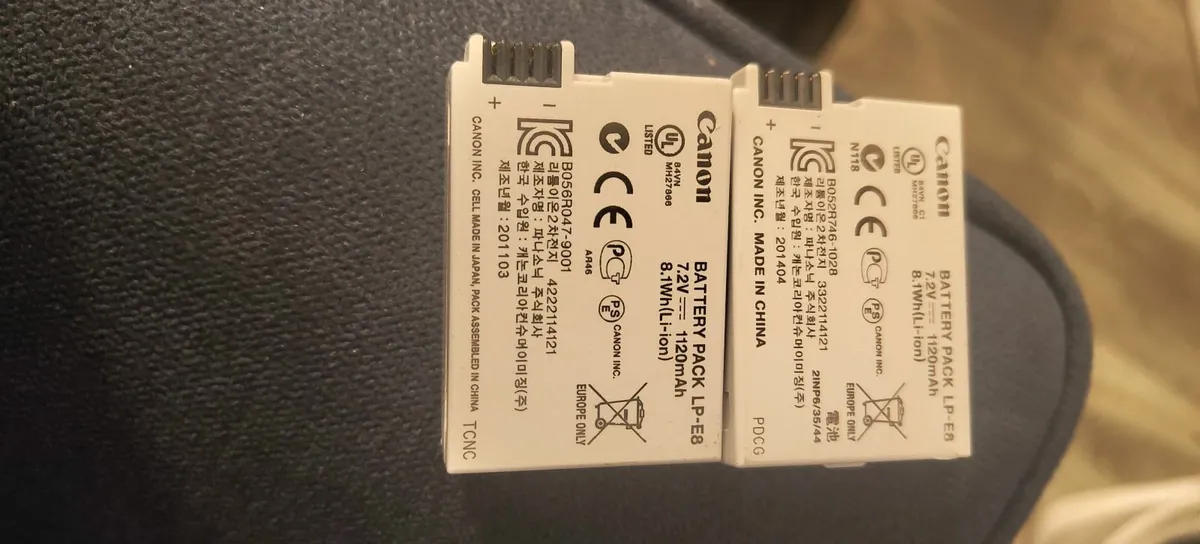 TWO  GENUINE CANON  LP-E8  BATTERY PACKS - Image 2