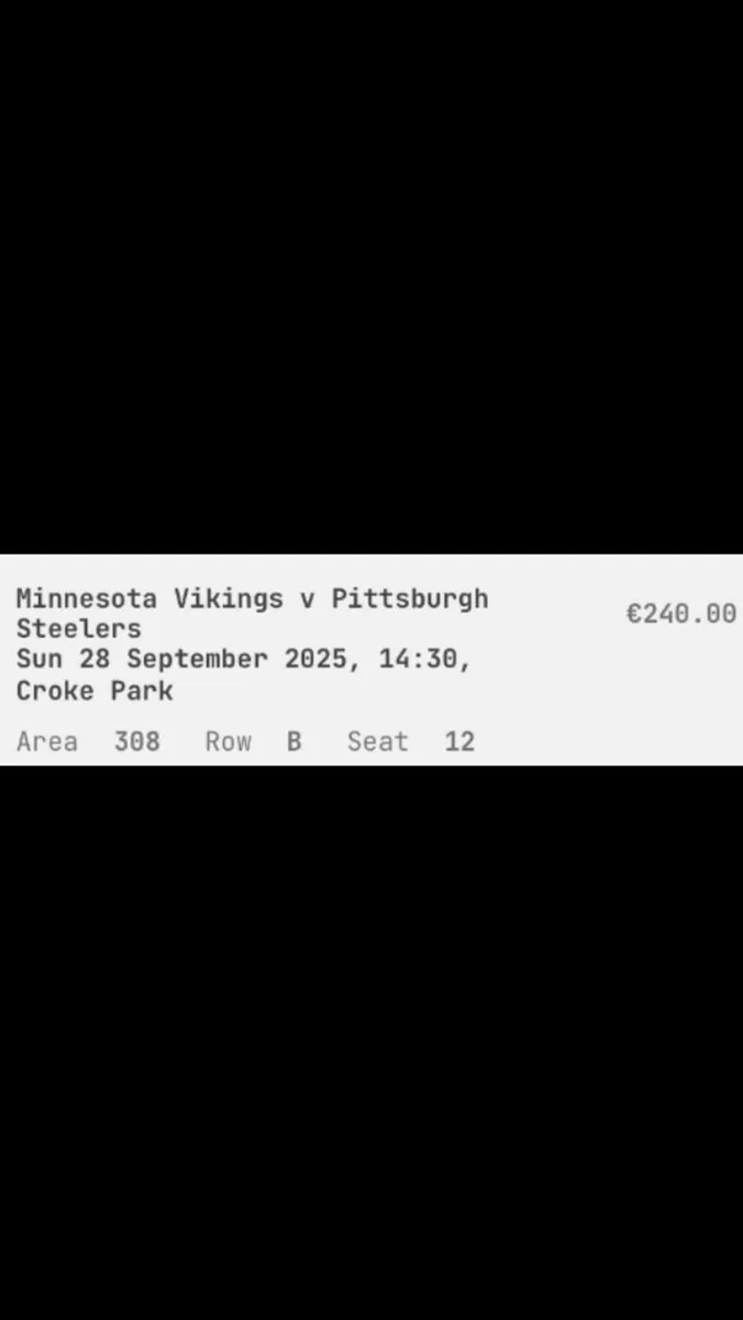 Steelers vs Vikings tickets (x5) Section 308/713 - Image 2