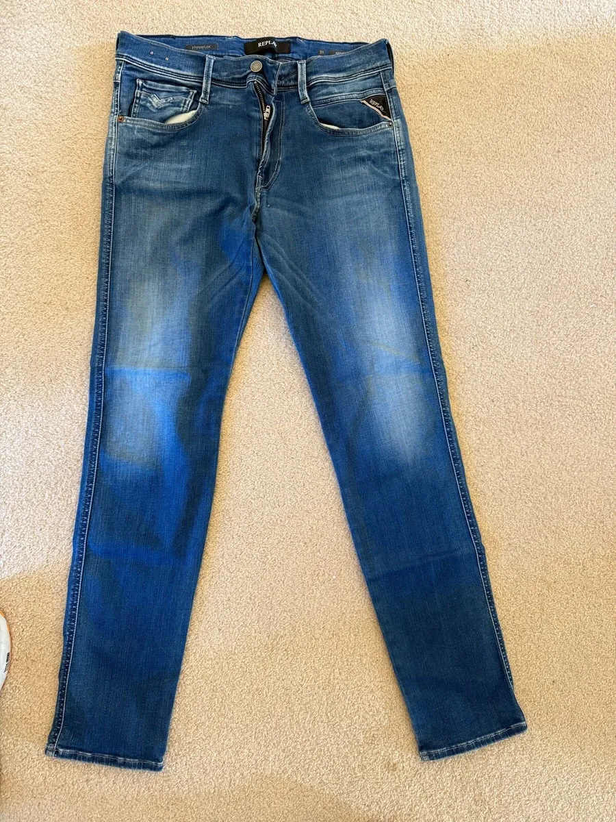 Men’s replay blue jeans hyper flex 31/32 - Image 1